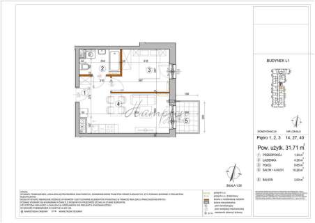 Apartament 31,71 m 2 Pokoje Balkon Las