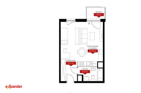 Ustawne mieszkanie 40,5m2 balkon.