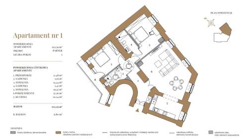 TRZYPOKOJOWY APARTAMENT - UL. WENECJA - 104,12 M2