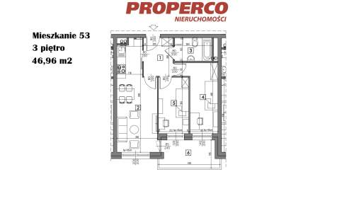 Mieszkanie 3 pok., 46,96 m2, ul. Żeromskiego