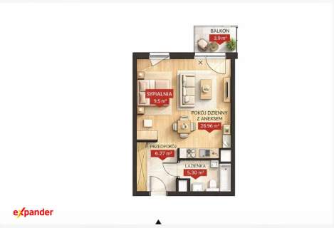 40m2 balkon / Jeżyce