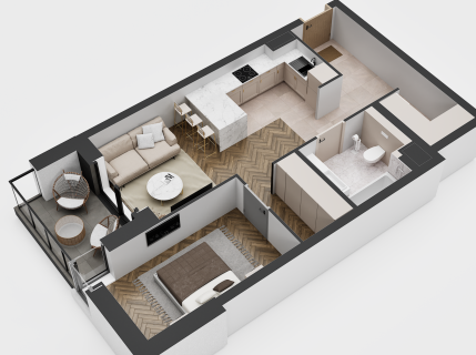 2-pokojowe mieszkanie 48m2, garderoba balkon