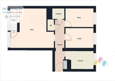 REZERWACJA, 3-pok, parter, pow. 61,4 m2, loggia