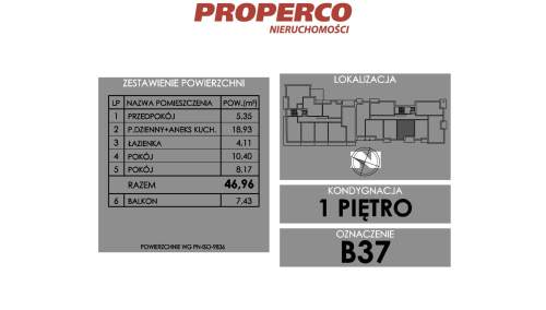 Mieszkanie 3 pok., 46,96 m2, ul. Żeromskiego