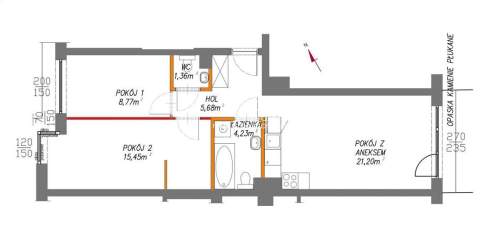 3-pokojowy apartament o powierzchni 56,39m2 z ogró