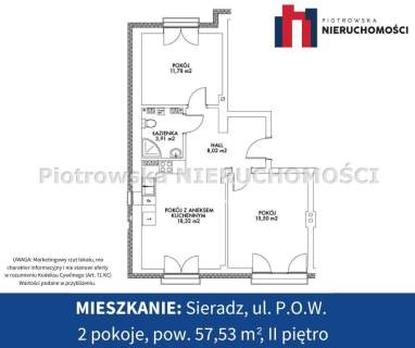 Mieszkanie na sprzedaż, 57,53 m2, Sieradz