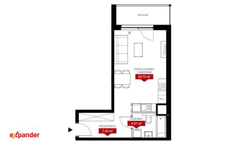 KAWALERKA DUŻY BALKON NA 7 PIĘTRZE JEŻYCE
