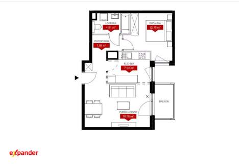 Przestronne mieszkanie 51m2 balkon.