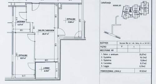 Mieszkanie na sprzedaż, 61,62 m2, Nieznany Bór