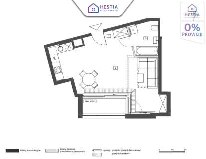 Luksusowe studio 42 m balkon pod klucz