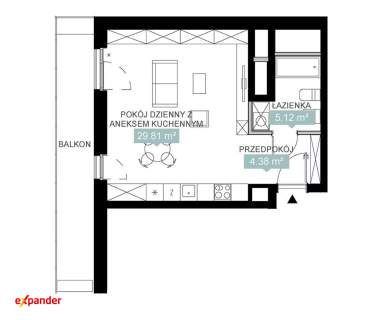 pokójz TARASEM 12,6m2 ścisłe Centrum KATO