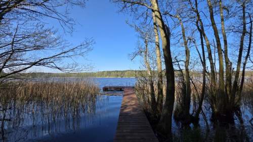 Prywatna działka nad jeziorem - prąd, pomost i las