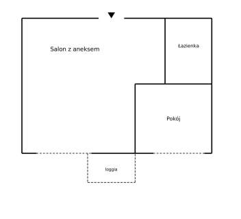 Salon z aneksem i sypialnia, jest KW