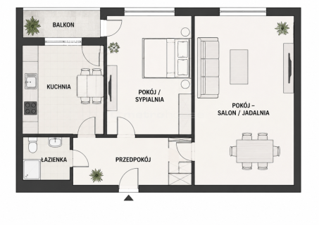 Komfortowe 2 pokoje Balkon 47 m