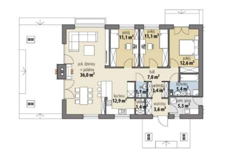Energooszczędny parterowy 110m2 3 sypialnie