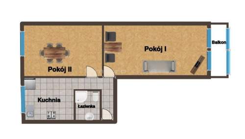 44,10 m 1 piętro blisko centrum balkon
