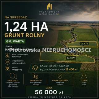Działka rolna na sprzedaż, 12400 m2, Małków