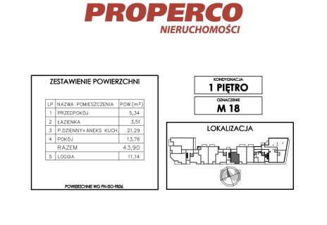 Mieszkanie 2pok., 43,90m2, Ip., ul. Klonowa