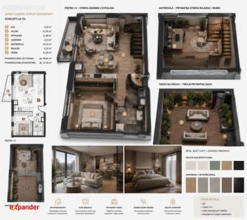 dwupoziomowy apartament w centrum miasta z 42 metrowym tarasem