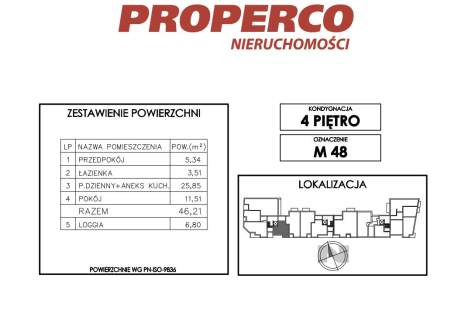 Mieszkanie 2pok., 46,21m2, ul. Klonowa