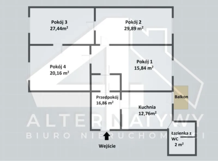 4 pokoje, kuchnia balkon, 124m, Piłsudskiego