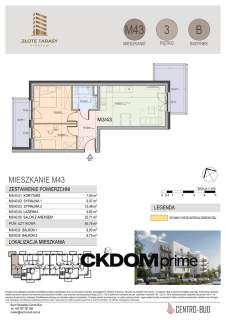 M43 55,78 m 3 pokoje balkon 3 piętro