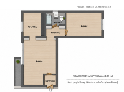 2 pokoje 44,06 m balkon piwnica Poznań Dębiec