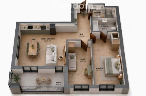 3 pokoje 75 m loggia nowe Praga-Płn.