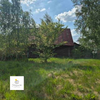 Działka z drewnianym domem w Przyworach Dużych