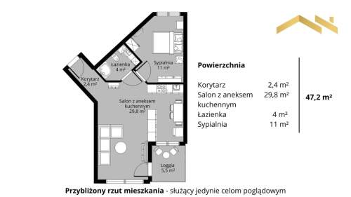 Blok z 2007 r. 2 pokoje z loggią 1. piętro
