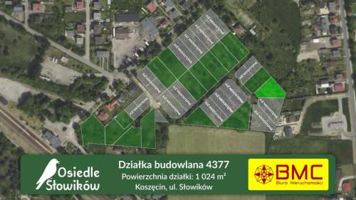 Działka budowlana Koszęcin 1024m2 ul. Słowików
