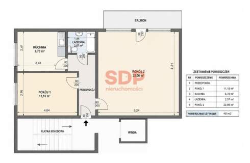 2 pokoje balkon piękny widok