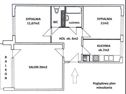 Słoneczne 3 pokoje z balkonem i widokiem z 6piętra