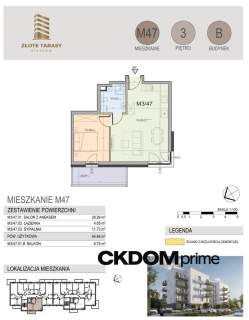 M45 35,07 m 2 pokoje balkon 3 piętro
