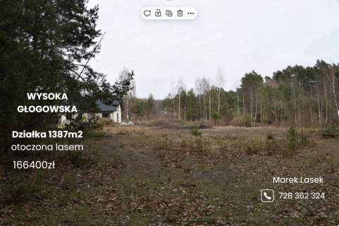 Działki pod budownictwo 13,87a - Wysoka Głogowska