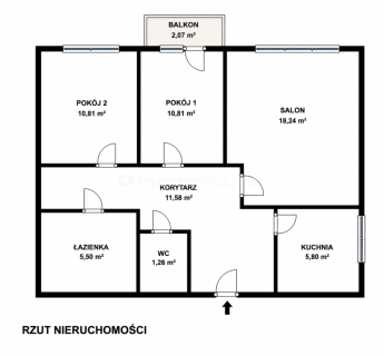 3 pokoje 64 m Balkon Duży potencjał
