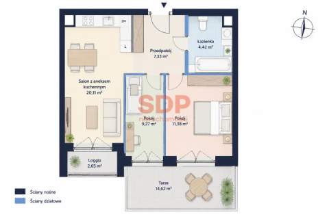 3 pokoje balkon loggia duże przeszklenia Śródmieście