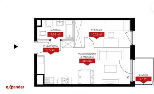 Klasyczne mieszkanie /39,5m2/2 pok. balkon.