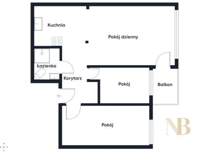 Nowy Dwór Maz. 47m2 3 pokoje z gabinetem balkon