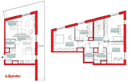 Dwa poziomy Balkon 30 m2 na 16 piętrze