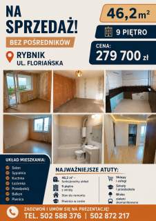 Mieszkanie 46,2 m do remontu / Rybnik, Floriańska