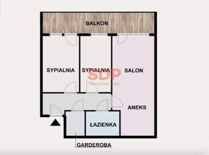 3 pokoje 55,45 m2 duży balkon 12,5 m2 garaż podziemny