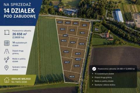 Inwestycyjny teren z WZ 12 działek budowlanych Helenowo