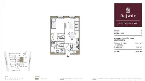 JEDNOPOKOJOWE MIESZKANIE - UL. DAJWÓR - 40,21 M2