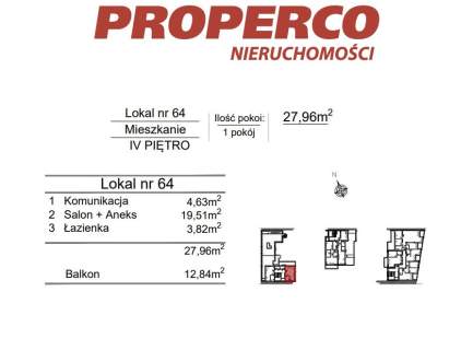 Mieszkanie 1pok., 27,96 m2, ul. Klonowa