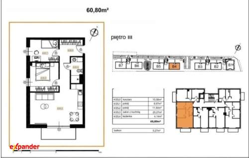 Mieszkanie 4 pokojowe z dużym balkonem 88,97 m