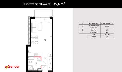 Kawalerka 35,6 m w cenie promocyjnej