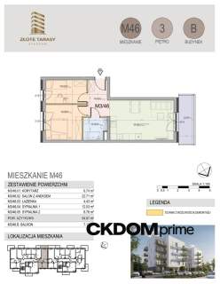 M45 35,07 m 2 pokoje balkon 3 piętro