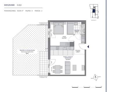 Dwupokojowe Mieszkanie z Ogrodem 49 m2