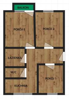 LSM 3 pokoje 47m2 Wysoki Parter